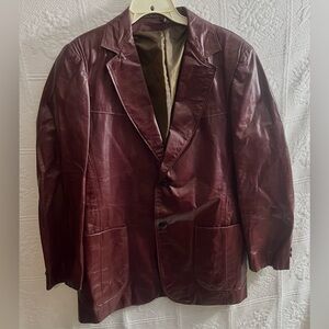 Vintage Sears The Leather Shop Men’s Dark Brown Leather Jacket Blazer Size 42